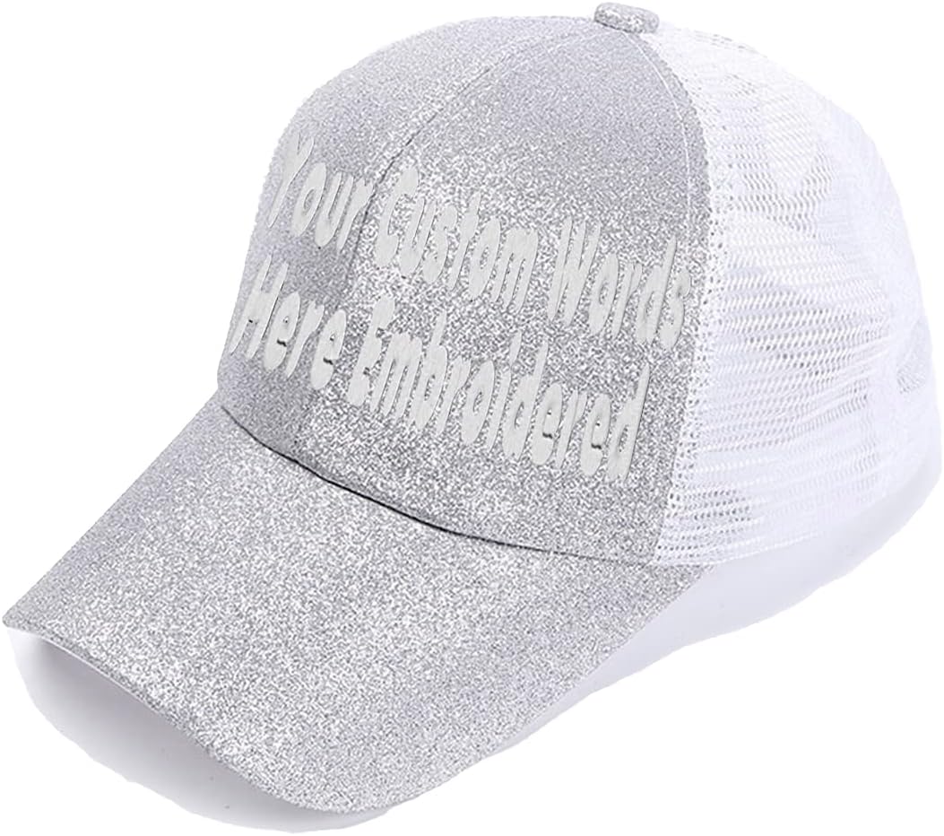 Custom Embroidered Hat Logo,Personalized Baseball Cap, Customized Kids Sun Hats, Glitter Trucker Cap Keepsake Daddy Gift