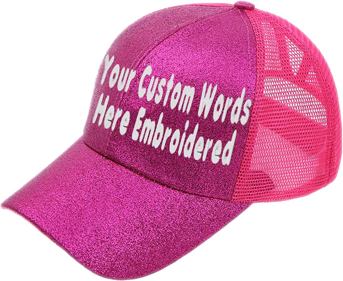 Custom Embroidered Hat Logo,Personalized Baseball Cap, Customized Kids Sun Hats, Glitter Trucker Cap Keepsake Daddy Gift