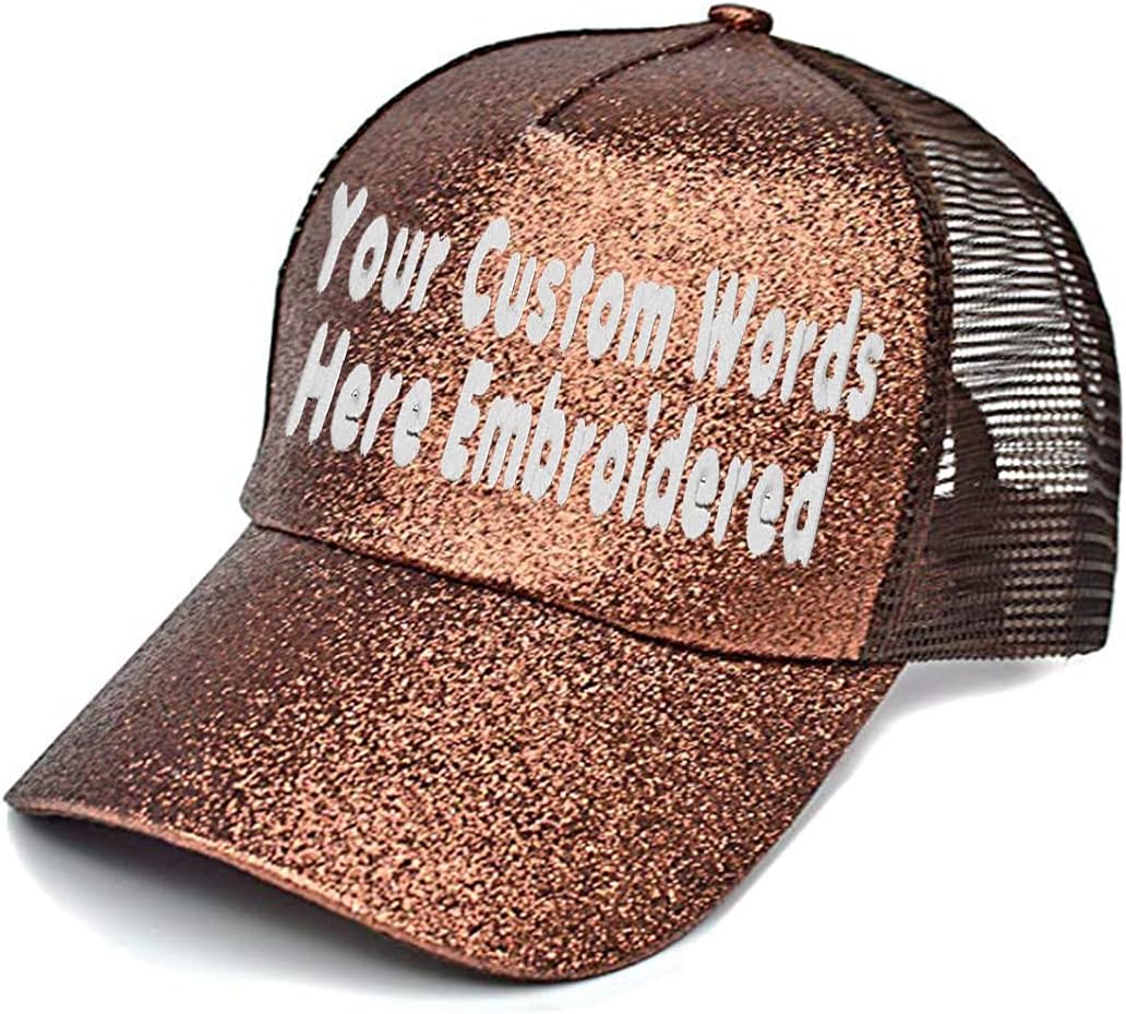 Custom Embroidered Hat Logo,Personalized Baseball Cap, Customized Kids Sun Hats, Glitter Trucker Cap Keepsake Daddy Gift