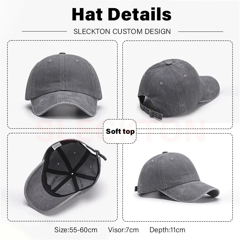 Custom Logo Retro Baseball Cap for Men and Women DIY Design Letter Embroidery Hat Customize Cap Graphic Print Wholesale