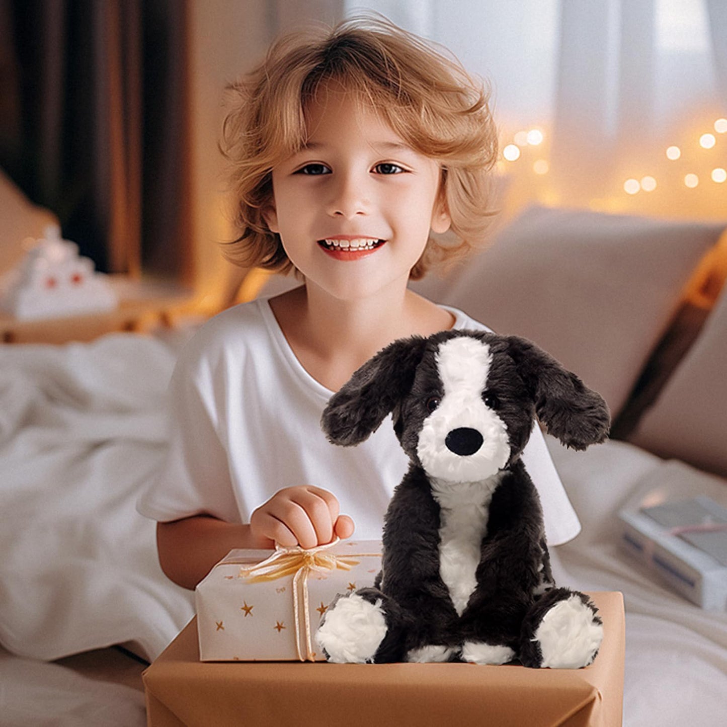 Plush Animal Toy Soft Stuffed Animals Plush Cute Easter Border Collie/Monkey/Panda Plushies for Boys Girls, as a Gift for Home Kids' Bedroom Decor (Border Collie)