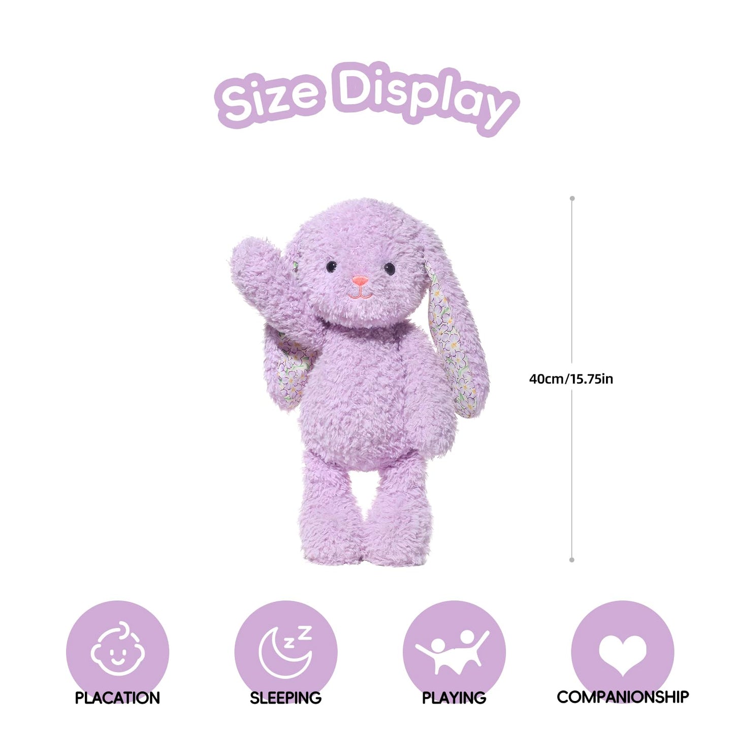 purple Soft Bunny Stuffed Animal - Adorable Bunny Plush Stuffed Bunny for Kids and Adults 15 Inch